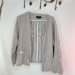 Tahari linen blend unstructured jacket gray taupe